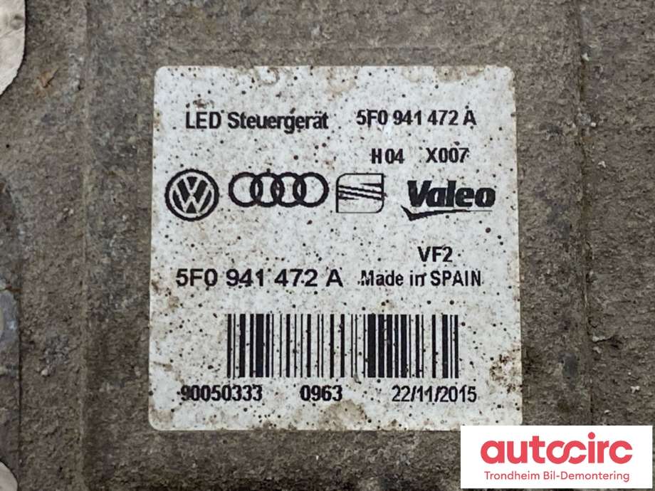 Styreenhet LED til VW e-Golf 2014-2017 (Fase 1)  (VALEO|5F0941472A|)