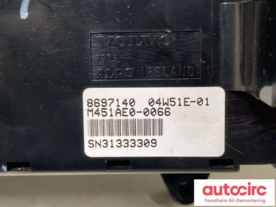 Varmeapparat betjening til Volvo V70 2005-2007 (Type II, Fase 2)  (ALPS|30782690|8697140|)