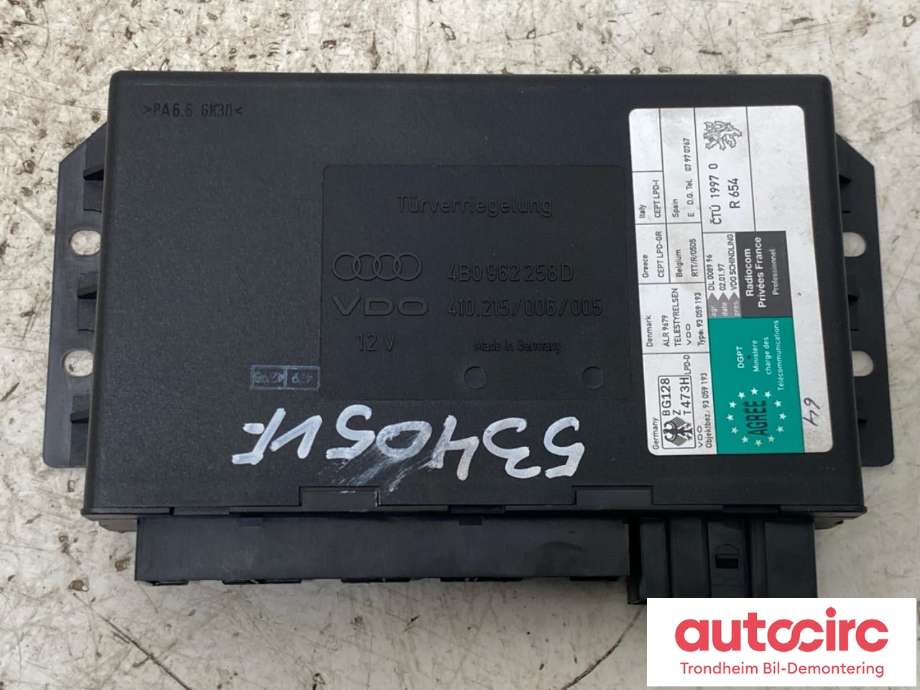 Styreenhet comfort (BCM) til Audi A6 1997-2001 (Type II, Fase 1) (C5) (C5) (VDO|4B0962258D|410215006|)
