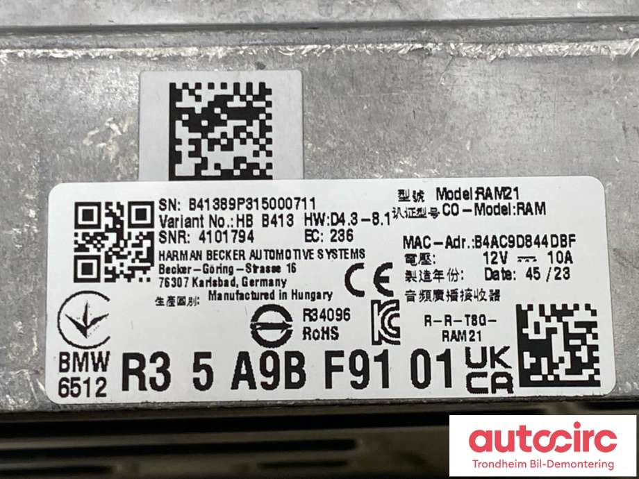Bilstereo diverse til BMW iX2 2024-->>  (..|5A9BF91|65125A9BF91|65125B44D33)