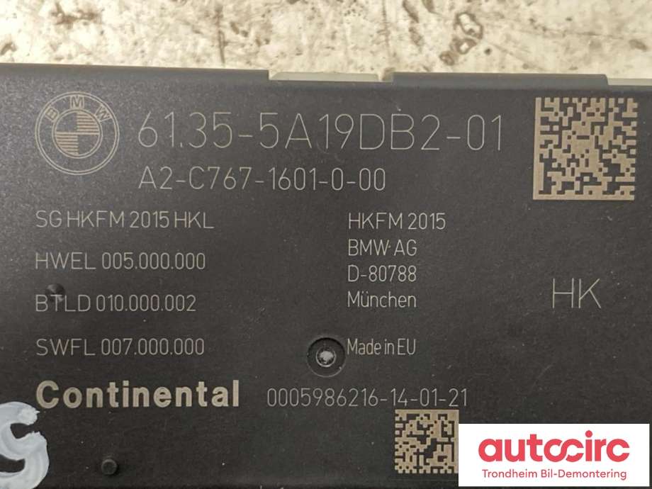 Styreenhet elektrisk bakluke til BMW M3 2020-->> (G80) (G80) (CONTINENTAL|61355A19DB2|)