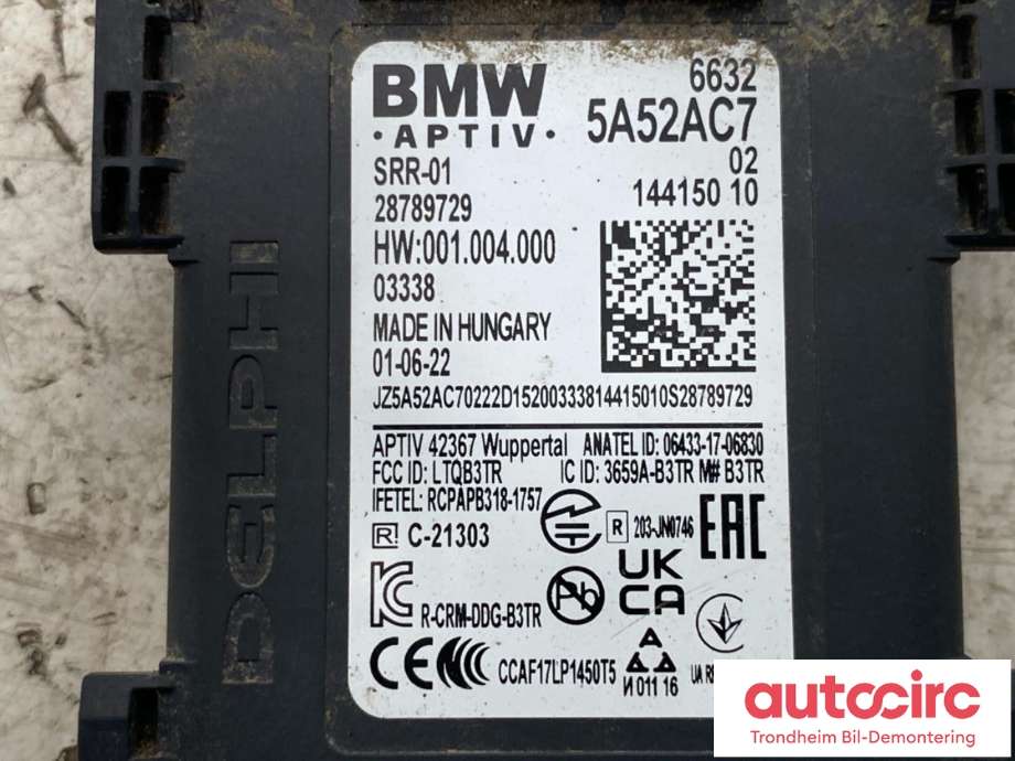 Sensor blindsone til BMW M3 2020-->> (G80) (G80) (VENSTRE FORAN|66325A52AC7|66325A340C0|66325A84CF7)