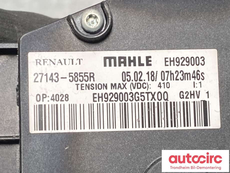 Varmeapparat PTC-heater til Renault Zoe 2013-2019 (Fase 1)  (27143-8717R|27143-6099R|)