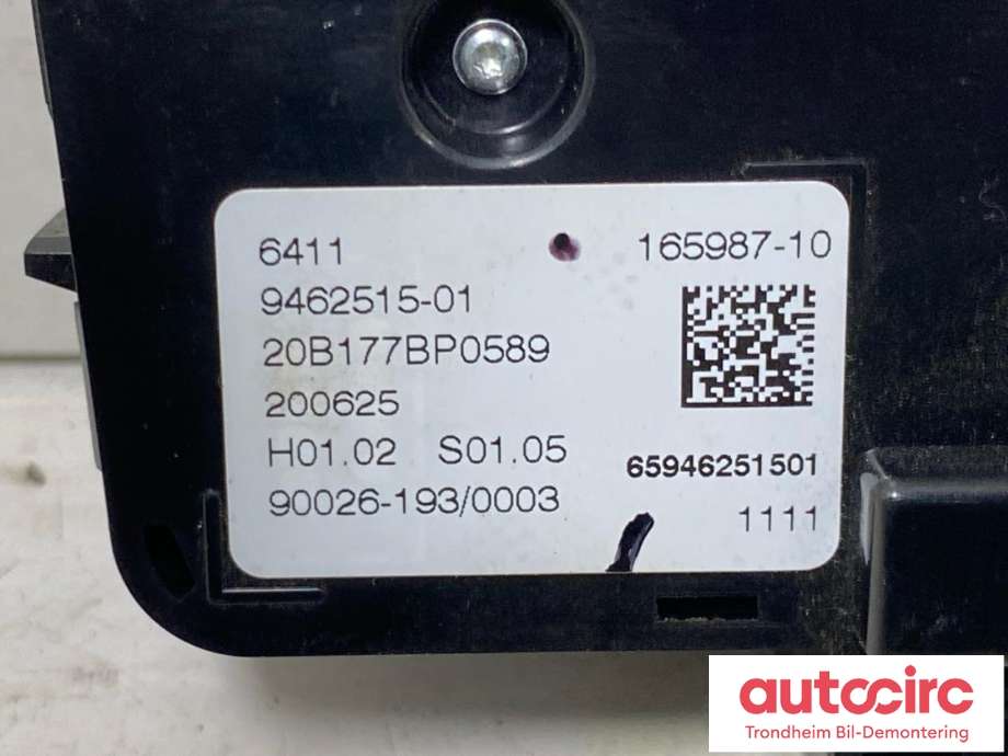 Varmeapparat betjening bak til BMW X5 2018-->> (G05) (G05) (..|9462515|61319462515|)