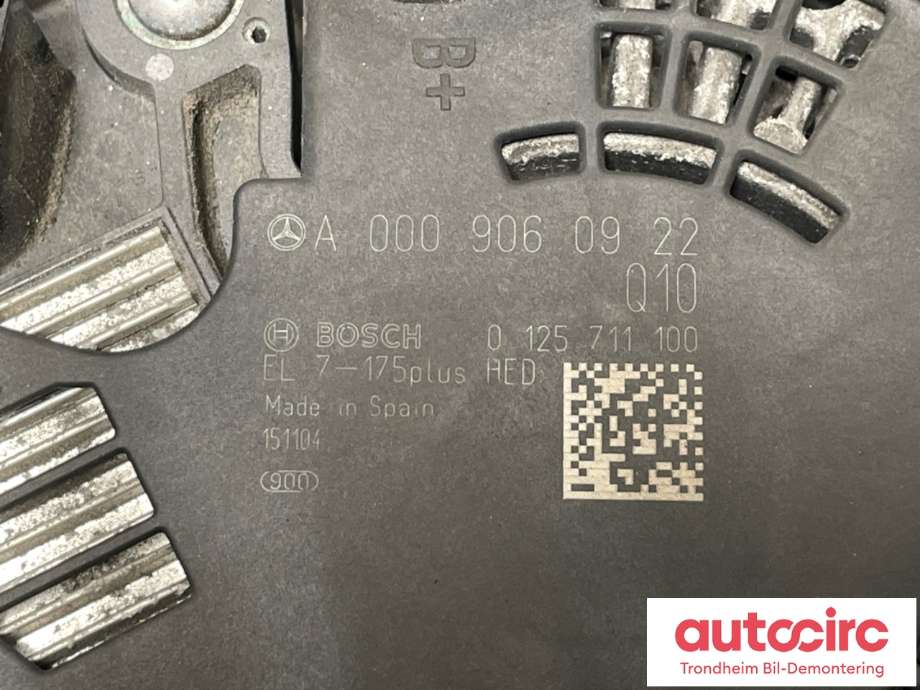 Dynamo diesel til Mercedes C-Klasse 2014-2018 (Fase 1) (W205) (W205) (A0009060922|)