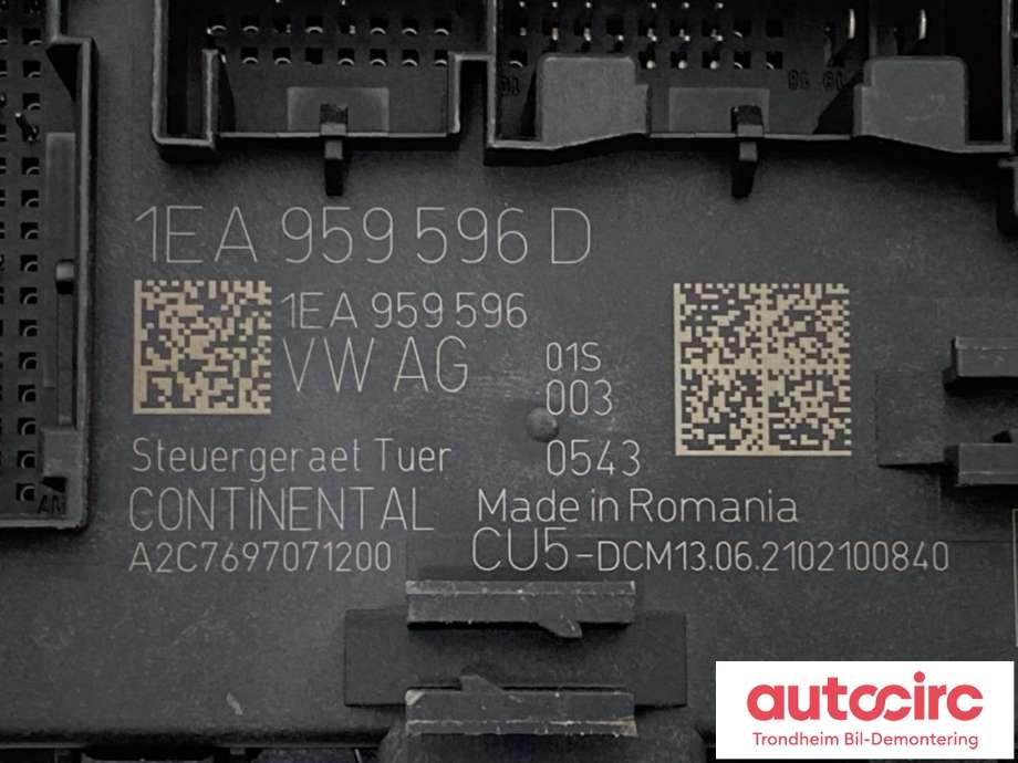 Styreenhet dør høyre bak til VW ID.4 2020-->>  (...|1EA959596D|1EA959596E|)