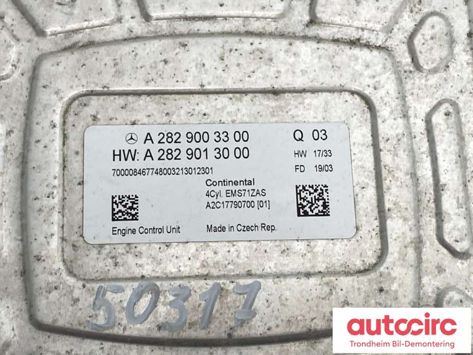 Styreenhet motor til Mercedes B-Klasse 2019-->> (W247) (W247) (CONTINENTAL/MERCEDES BENZ|A2829003300|A2829013000|)