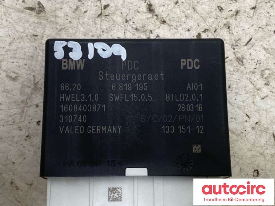Styreenhet parkering til BMW X5 2013-2018 (F15) (F15) (VALEO|66206819195|66336838819|66335A02F95)