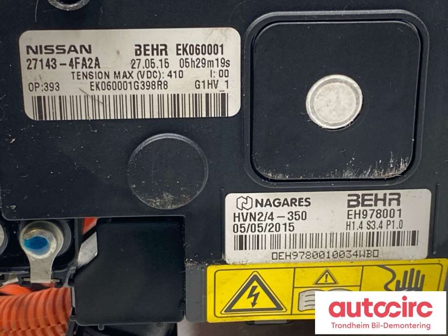Varmeapparat PTC-heater til Nissan E-NV200 2014-->>  (BEHR|27143-4FA2A|)