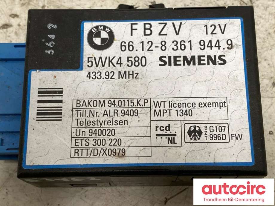 Styreenhet diverse til BMW 7-Serie 1993-2001 (E38) (E38) (SIEMENS|66128361944|)