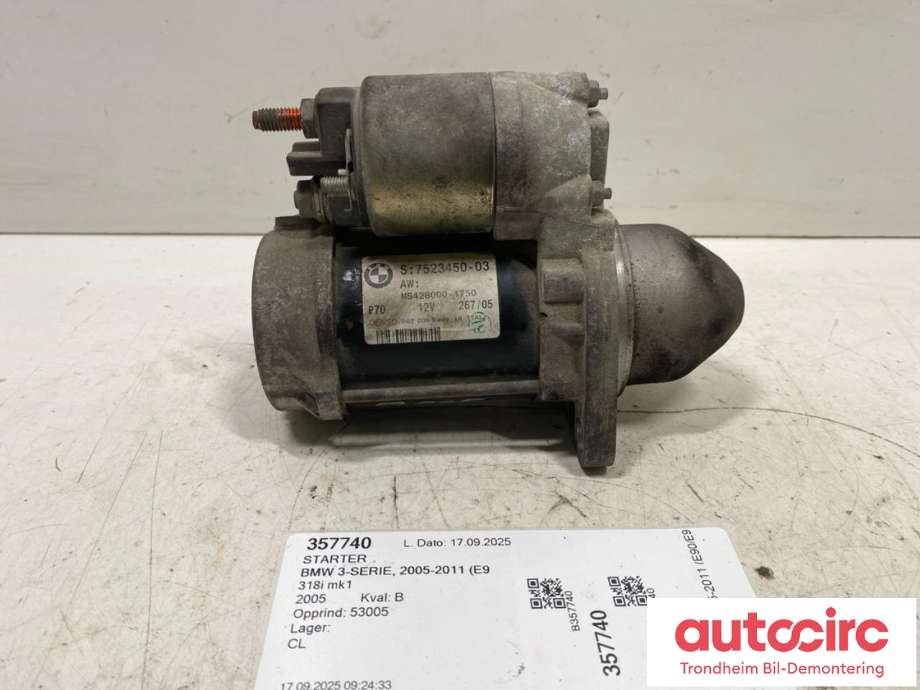 Starter til BMW 3-Serie, 2005-2011 (E90/E91/E92/E93) (E90/E91/E92/E93) (DENSO/BMW|12 41 7 610 341)