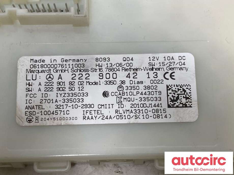 Styreenhet nøkkelfri/keyless til Mercedes GLC 2015-2022 (X253) (X253) (..|A2229004213|)