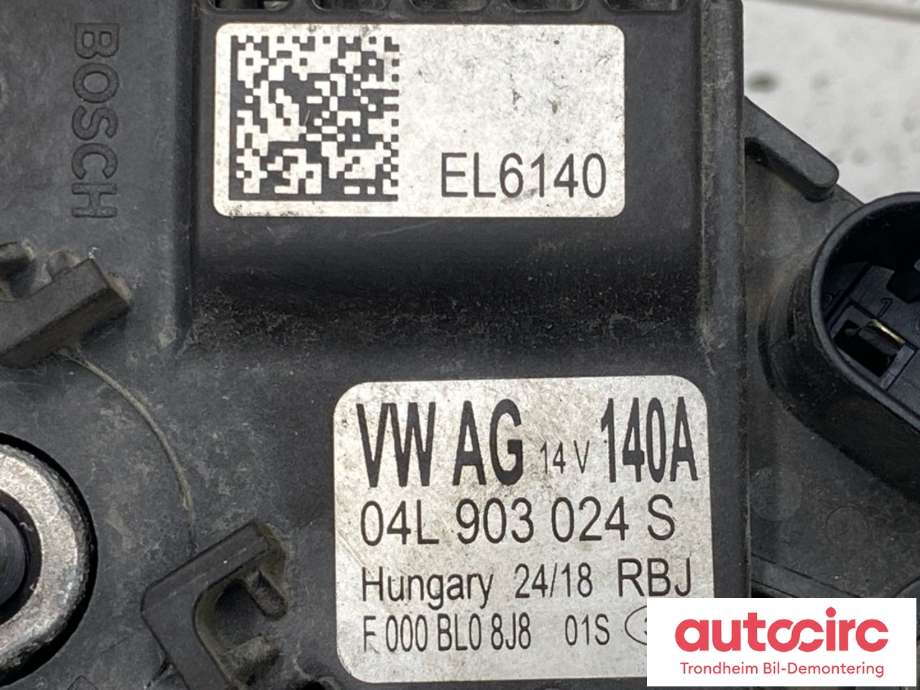 Dynamo diesel til VW Caddy 2015-2020 (Type III, Fase 3)  (04L903024S|04L903024SX|)