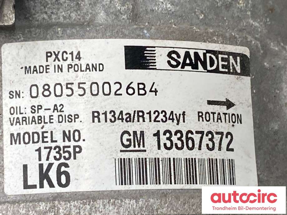 Aircondition kompressor til Opel Astra K 2015-->>  (13367372|13427936|39157292| 95522240| 95529062)