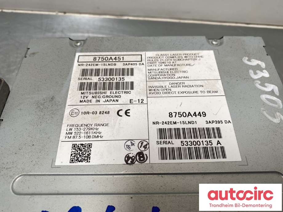 Bilstereo navigasjon til Mitsubishi ASX 2010-2019  (8750A451|)