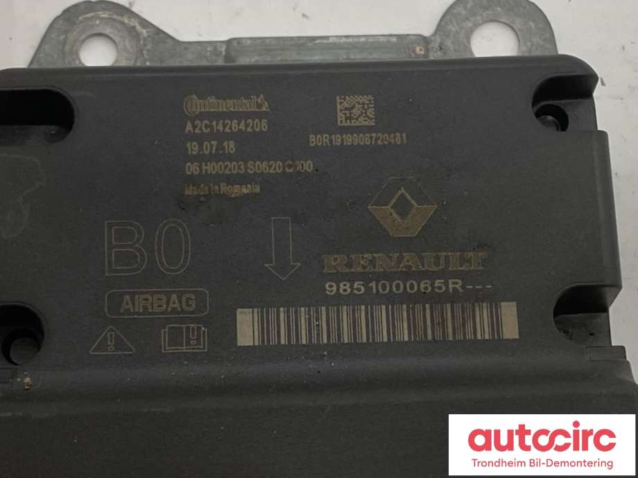 Styreenhet airbag hovedsensor til Renault Zoe 2019-->> (Fase 2) (CONTINENTAL|985100065R|A2C14264206|)