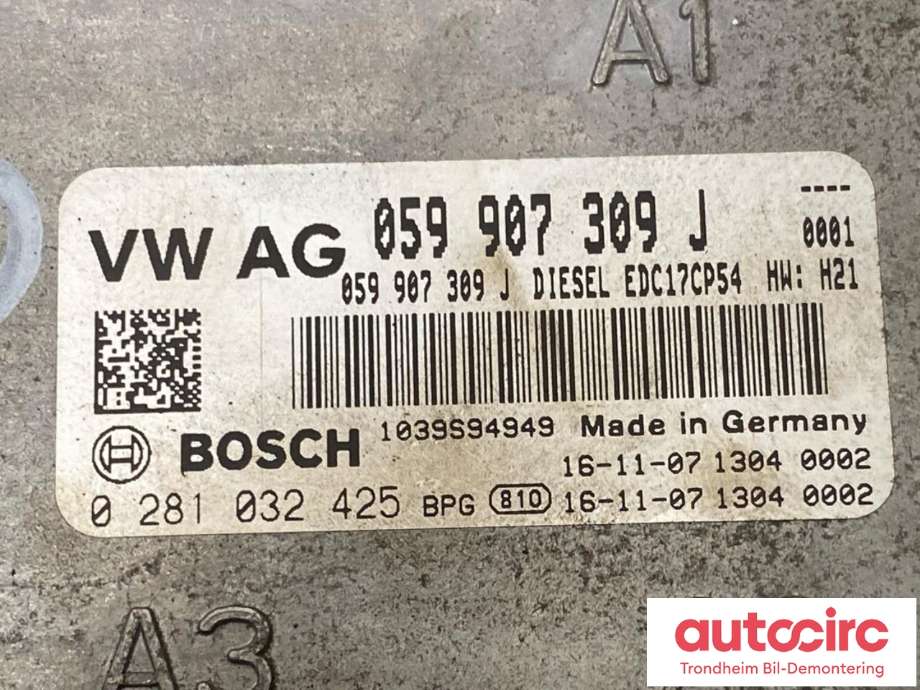 Styreenhet motor til VW Amarok 2016-2022 (Type I, Fase 2)  (BOSCH|059907309J|0281032425|)