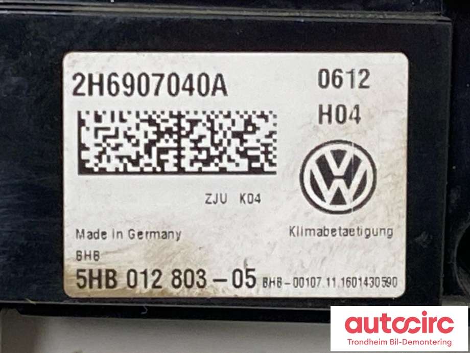 Varmeapparat betjening til VW Amarok 2016-2022 (Type I, Fase 2)  (..|2H6907040A|2H6907040B|)