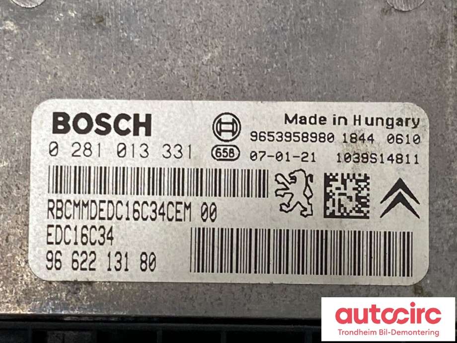Styreenhet motor til Peugeot 307 2005-2008 (Fase 2)  (BOSCH|9662213180|0281013331|1942NZ)