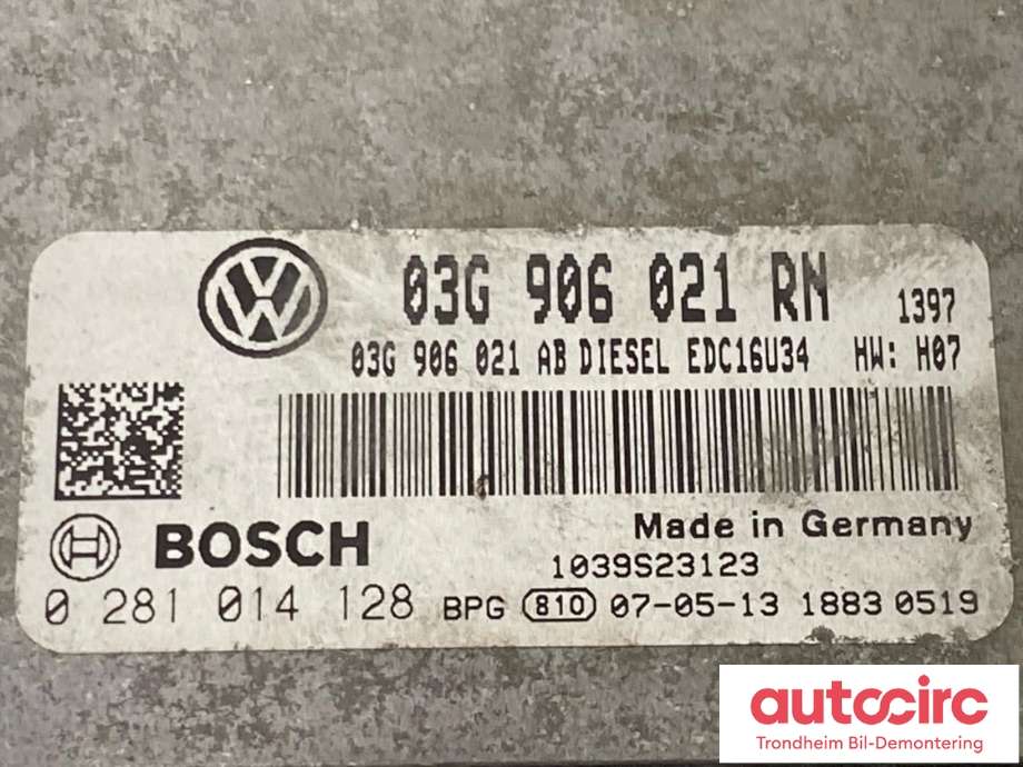Styreenhet motor til VW Touran 2007-2010 (Type I, Fase 2)  (BOSCH|03G906021RN|0281014128|)