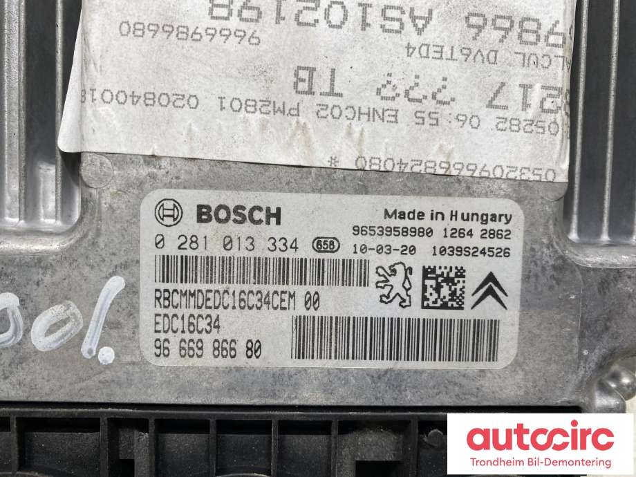 Styreenhet motor til Peugeot 3008 2009-2016 (Type I)  (BOSCH|9666986680|9653958980|1610170080| 0 281 013 334)