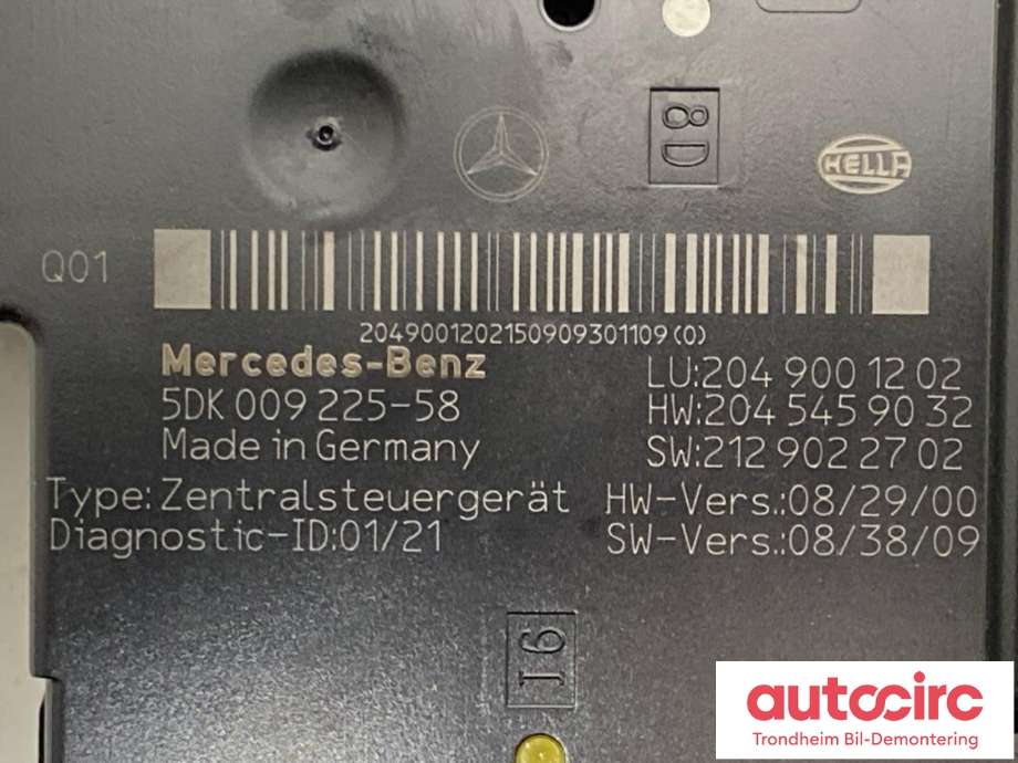 Styreenhet (SAM - Signal Acquisition Module) til Mercedes C-Klasse 2007-2011 (Fase 1) (W204) (W204) (..|A2049001202|A2049065602|A2049060805| A2049005201)