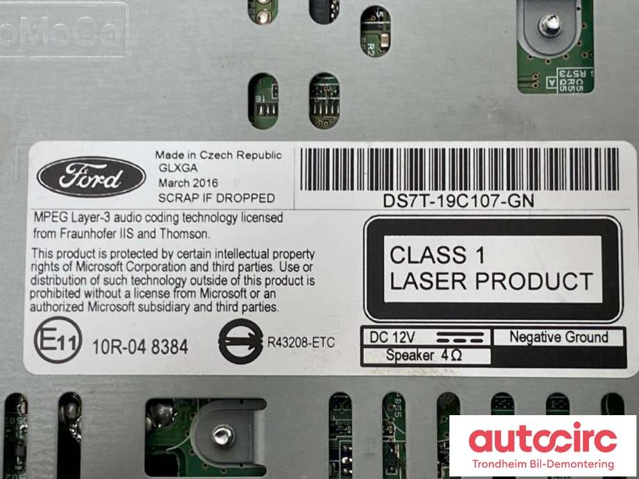 Bilstereo til Ford Mondeo 2014-2019 (Type V, Fase 1)  (FOMOCO|DS7T-19C107-GN|HS7T-19C107-NF|2360214)