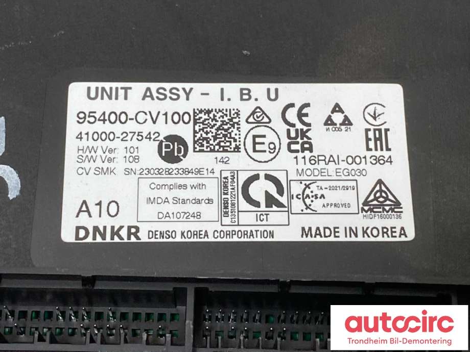 Styreenhet comfort (BCM) til Kia EV6 2021-->>  (...|95400CV100|)