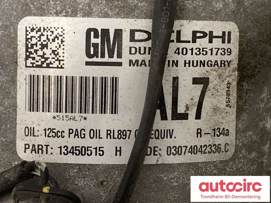 Aircondition kompressor til Opel Meriva B 2010-2017 (DELPHI|13414019|95518880|95526827)