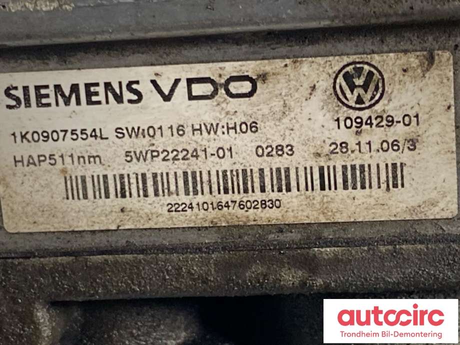 Styreenhet haldex/kardang til Škoda Octavia 2005-2008 (Type II, Fase 1)  (0AV525554E|0AV525554G|1K0525130L)