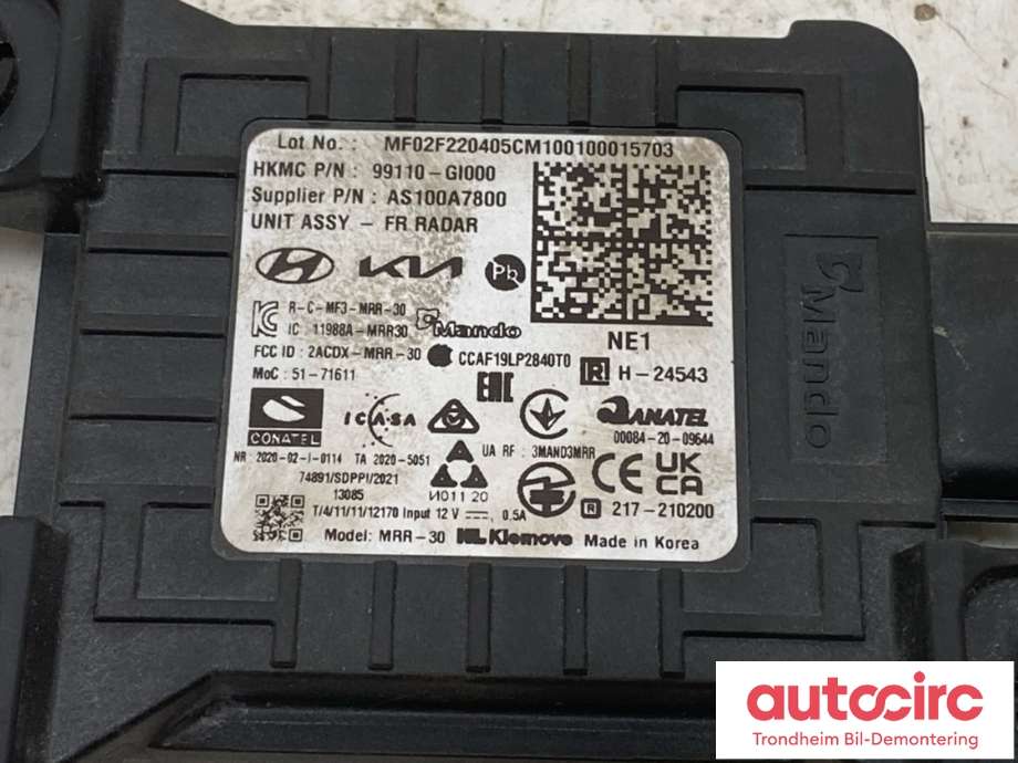 Sensor radar til Hyundai Ioniq 5 2021-->>  (99110GI000|)