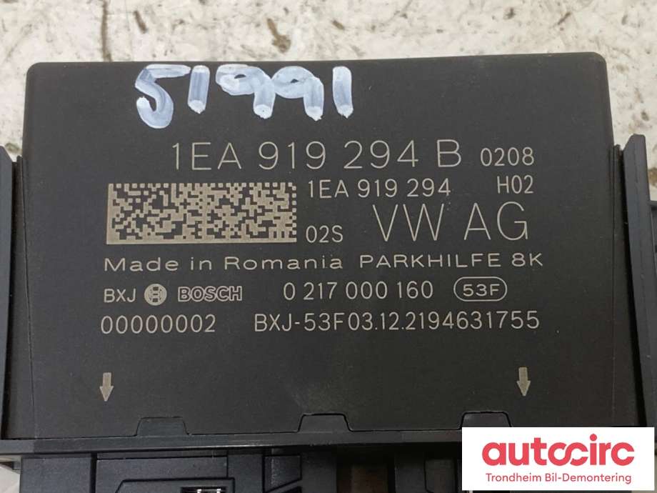 Styreenhet parkering til VW ID.4 2020-->>  (BOSCH|1EA919294D|1EA919294B|0217000160)
