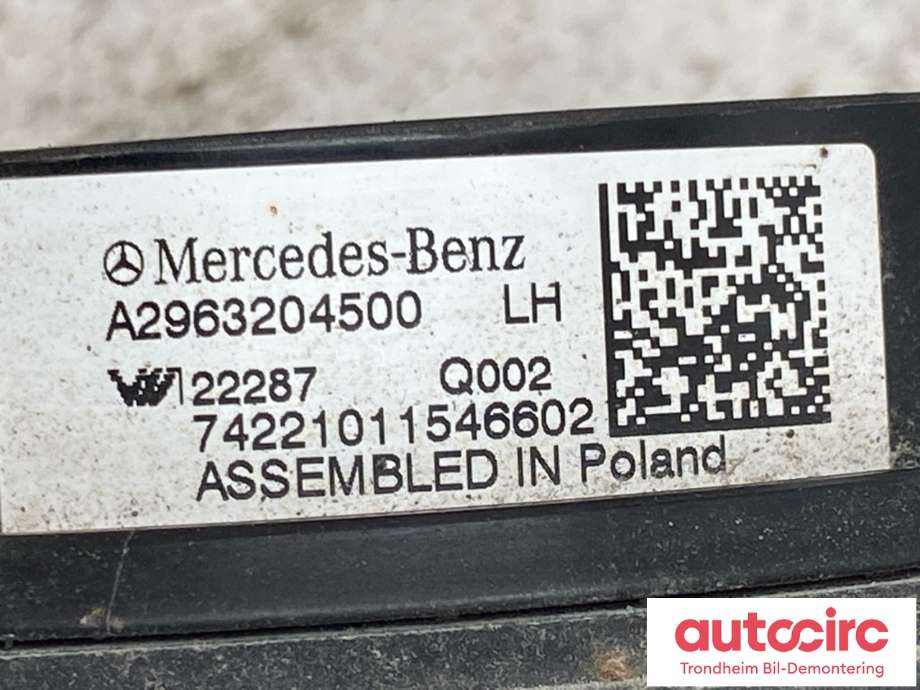 Fjær bak nivå luftpute/belg til Mercedes EQS SUV 2022-->> (X296) (X296) (VENSTRE|A2963204500|)