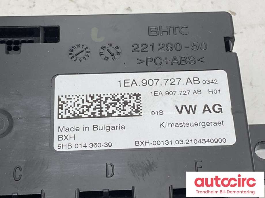 Styreenhet klima/aircondition til VW ID.3 2020-->>  (1EA907727AB|1EA907727AH|)