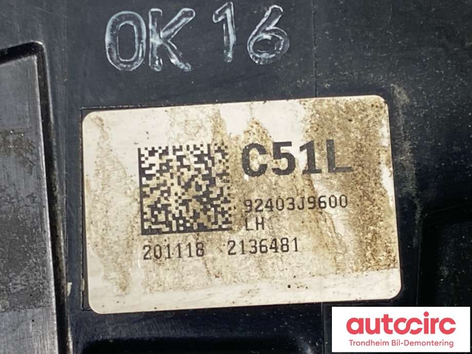 Baklykt venstre indre til Hyundai Kona 2021-2023 (Type I, Fase 2)  (92403J9600|)