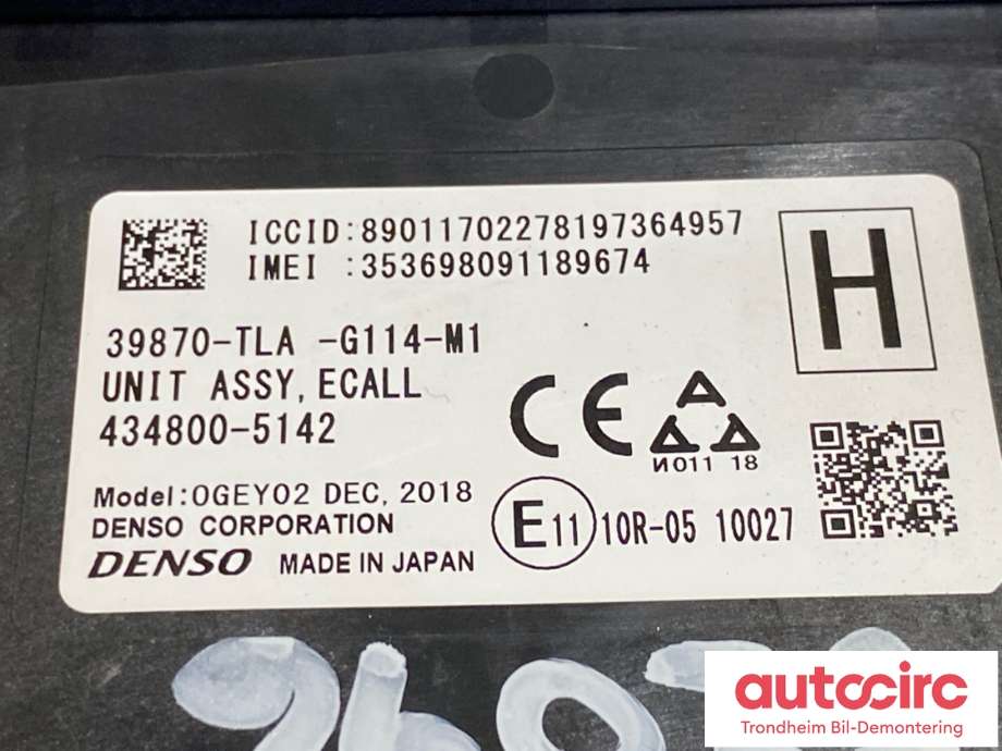 Styreenhet diverse til Honda CR-V 2018-->> (Type V)  (DENSO|39870TLAG114M1|434800-5142|)