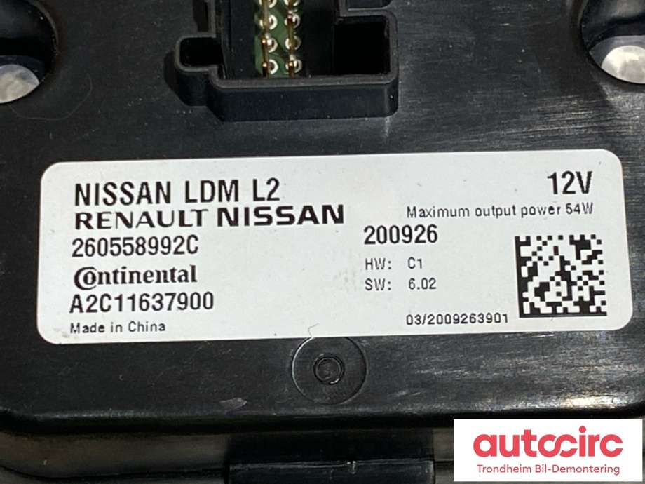 Styreenhet LED til Nissan Leaf 2018-->> (Type II)  (260558992C|)
