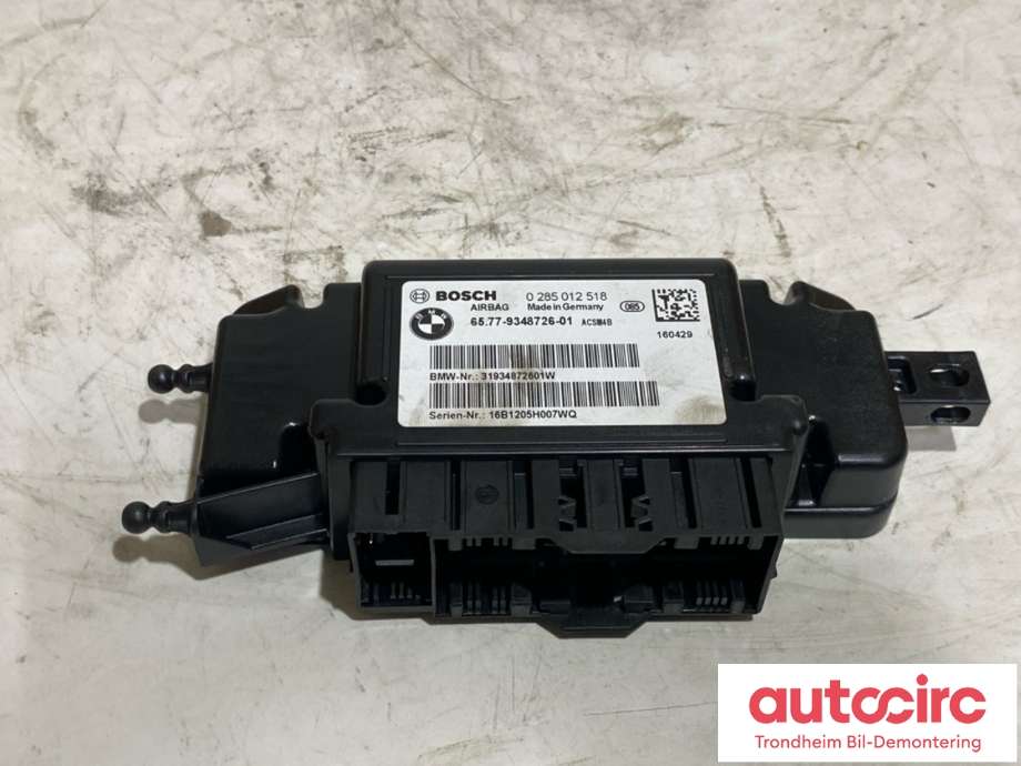 Styreenhet airbag hovedsensor til BMW 1-Serie, 2015-2019 (Fase 2) (F20/F21) (F20/F21) (BOSCH|65779348726)