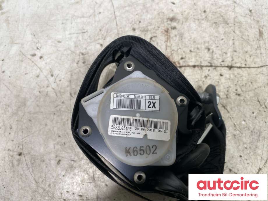 Sikkerhetsbelte bak midtre til Peugeot Traveller 2017-->>  (98 129 837 XX|)