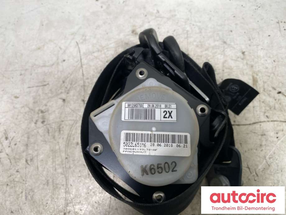 Sikkerhetsbelte bak midtre til Peugeot Traveller 2017-->>  (98 129 837 XX|)