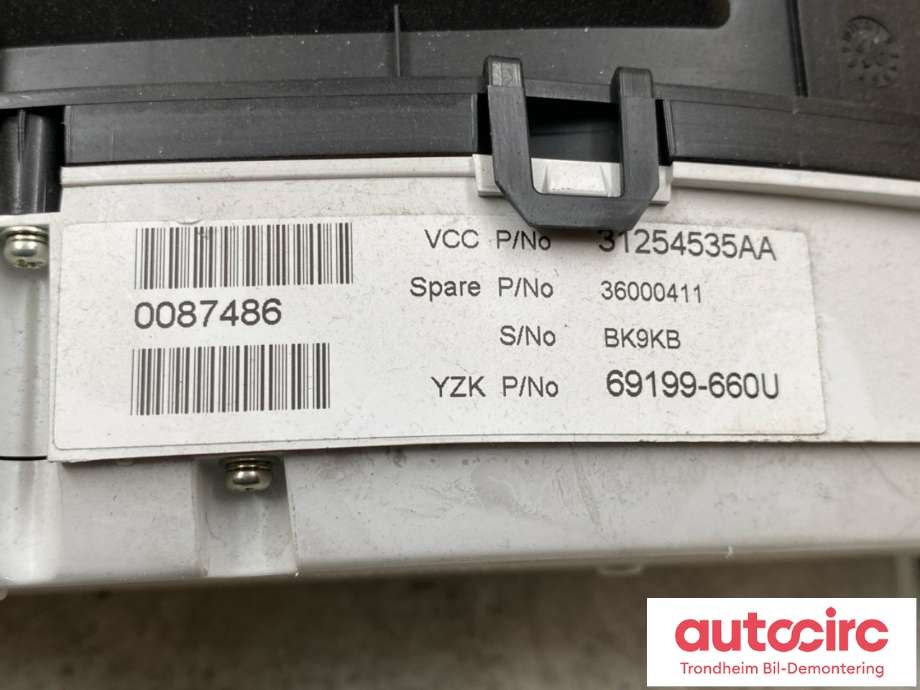 Instrumentpanel til Volvo V70 2007-2013 (Type III, Fase 1)  (31254535AA|36002195|)