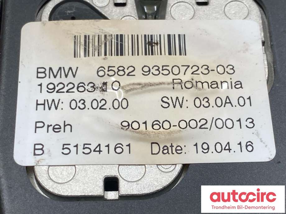 Bilstereo navigasjon betjeningspanel til BMW 1-Serie 2015-2019 (Fase 2) (F20/F21) (F20/F21) (65829350723|65 82 9 350 723|)