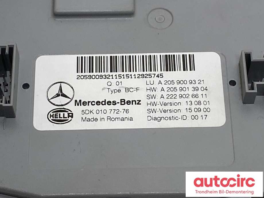 Styreenhet (SAM - Signal Acquisition Module) til Mercedes GLC 2015-2022 (X253) (X253) (HELLA|A2059009321|A2059006921|A2059006822| A2059006330)