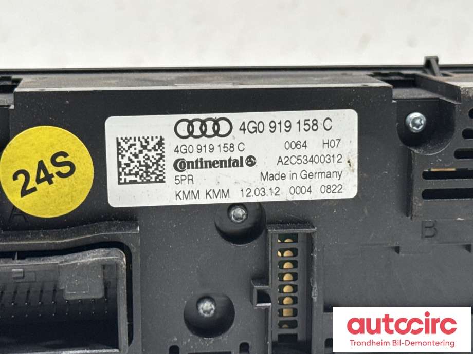 Varmeapparat betjening bak til Audi A6 2011-2014 (Type IV, Fase 1) (C7) (C7) (4G0919158C|A2C53400312|)