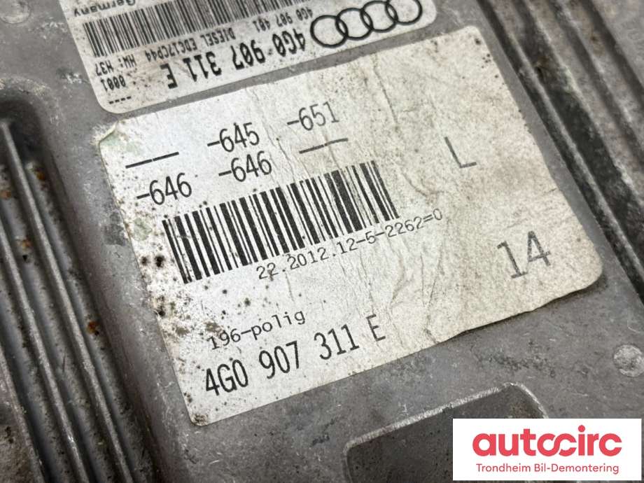 Styreenhet motor til Audi A6 2011-2014 (Type IV, Fase 1) (C7) (C7) (BOSCH|4G0 907 311 E|0 281 019 892|)