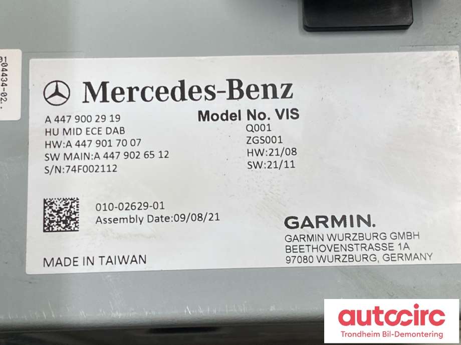 Bilstereo navigasjon til Mercedes Vito 2014-->> (W447) (W447) (A4479002919|A 447 900 10 20|A 447 900 83 19| A 447 900 23 21| A 447 900 95 22|)