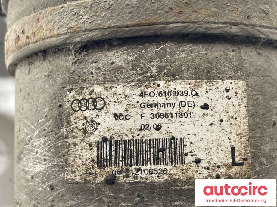 Fjær foran nivå luftpute/belg til Audi A6 2005-2008 (Type III, Fase 1) (C6) (C6) (VENSTRE|4F0 616 039 S|)