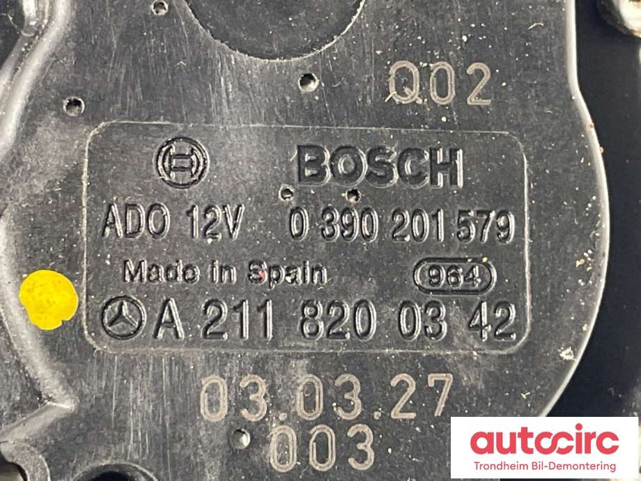 Viskermotor bakrute til Mercedes E-Klasse 2002-2006 (Fase 1) (W211) (W211) (BOSCH|A 211 820 03 42|0 390 201 579|)