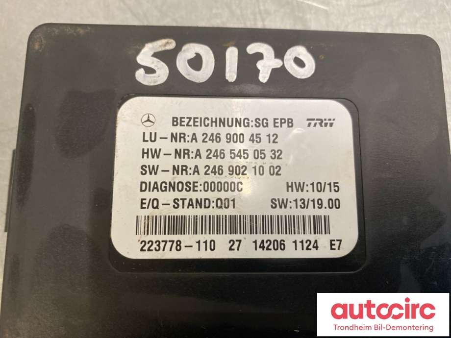 Styreenhet elektrisk parkbrems (EPB - Electric Parking Brake) til Mercedes GLA 2014-2020 (X156) (X156) (A 246 900 45 12|A 246 900 30 14|)
