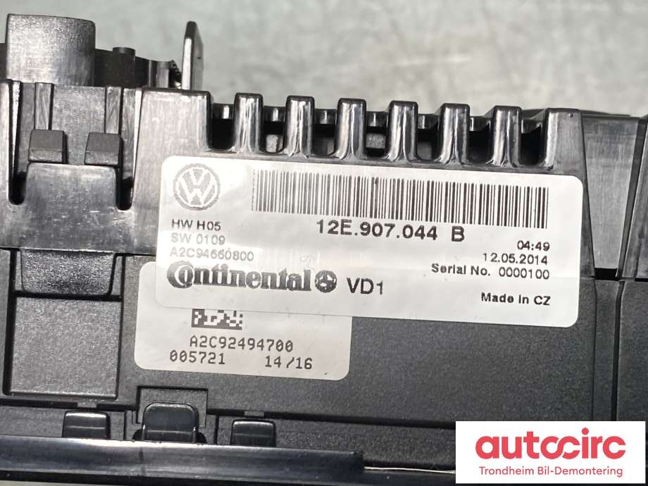 Varmeapparat betjening til VW E-Up 2013-2019  (12E907044B|)